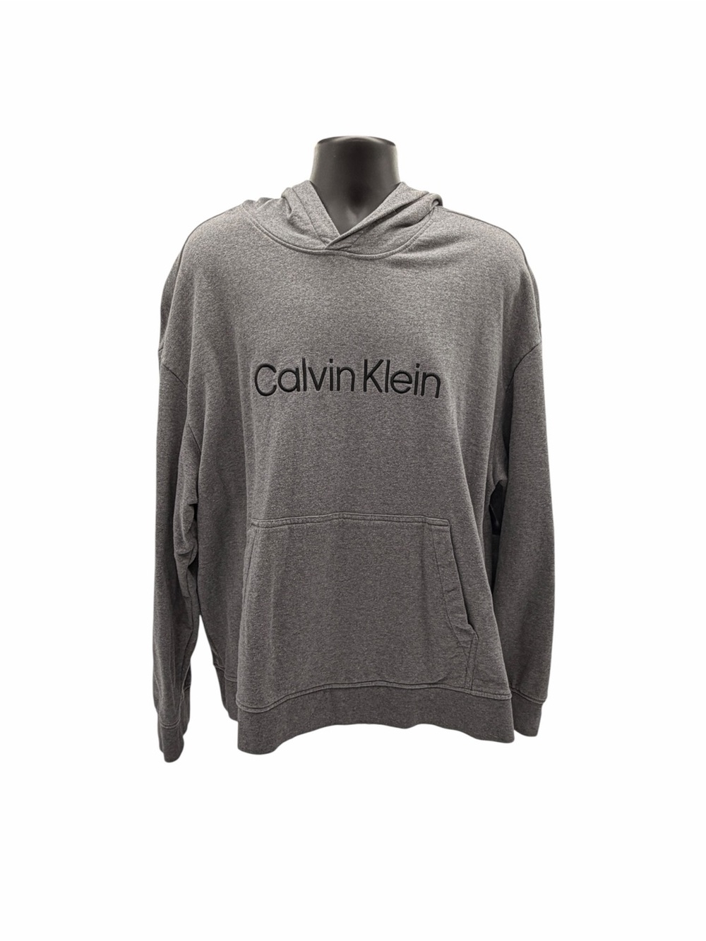 XL Men’s Calvin Klein Light Gray Pullover Hoodie with Front Pocket